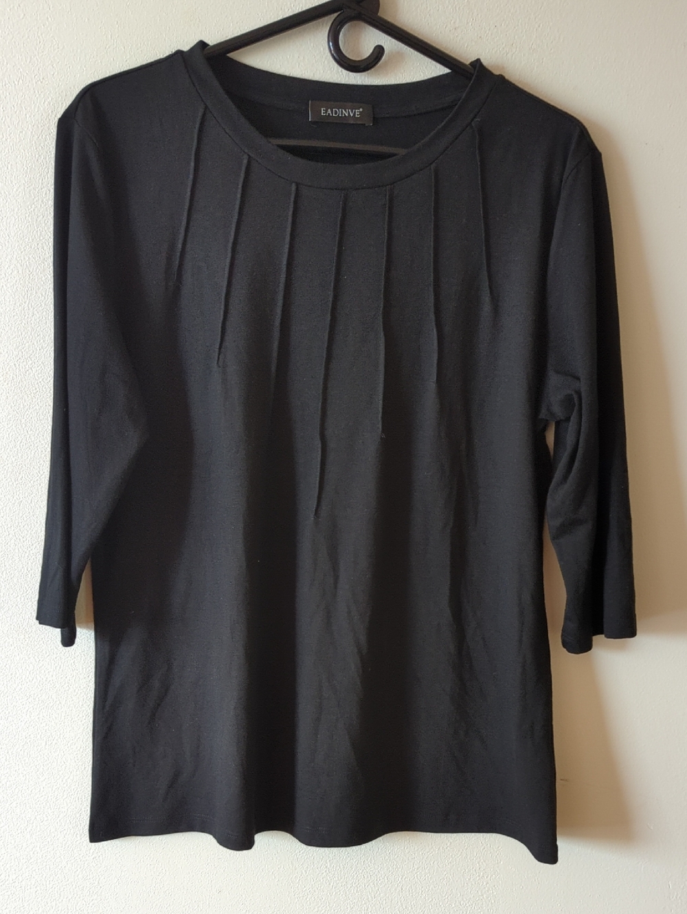 Eadinve Black Pleated-Detail Women's Top Large